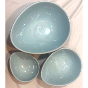 Nigella Lawson Set 3 Robin Blue Color Teardrop Egg Shaped Mixing Bowls